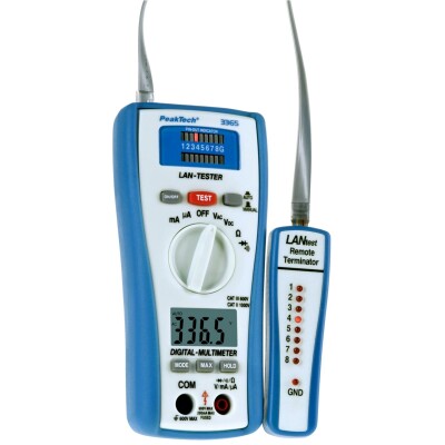 Digitalmultimeter PeakTech P3365 mit LAN- Tester 2000 Counts 600V AC/DC 200mA AC/DC