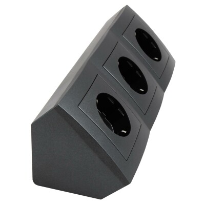 Steckdosenblock McPower Flair 250V~/16A Aufbau Anthrazit 3-fach Steckdose