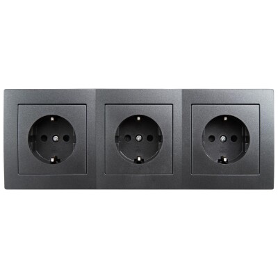 Steckdosenblock McPower Flair 250V~/16A Aufbau Anthrazit 3-fach Steckdose
