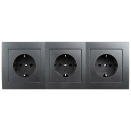 Steckdosenblock McPower Flair 250V~/16A Aufbau Anthrazit 3-fach Steckdose