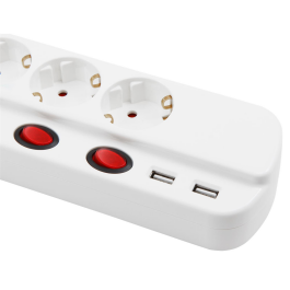 Steckdosenleiste McPower 5-fach mit Einzelschaltung + 2x USB 1,5m Zuleitung
