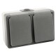 Feuchtraum Doppel-Steckdose McPower Secure 250V~/16A IP44 AP grau