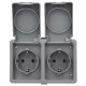 Feuchtraum Doppel-Steckdose McPower Secure 250V~/16A IP44 AP grau
