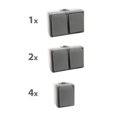 Feuchtraum Set McPower Secure Werkstatt 7-teilig, grau, IP44