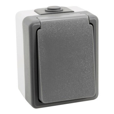 Feuchtraum Steckdose McPower Secure 250V~/16A IP44 AP grau