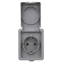 Feuchtraum Steckdose McPower Secure 250V~/16A IP44 AP grau