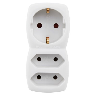 Steckdosenadapter 1x Schutzkontakt / 2x Euro, McPower, weiß