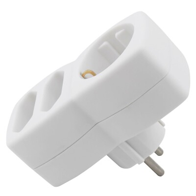 Steckdosenadapter 1x Schutzkontakt / 2x Euro, McPower, weiß