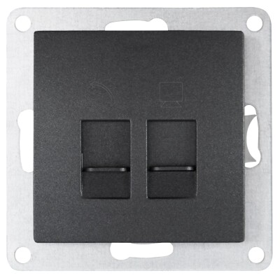RJ45 + RJ11 Dose McPower Flair für ISDN Cat UP anthrazit