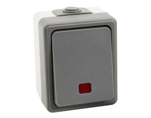 Feuchtraum Orientierungs-Schalter McPower Secure 250V~/10A IP44 AP grau