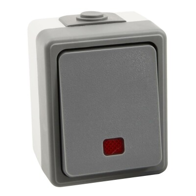Feuchtraum Orientierungs-Schalter McPower Secure 250V~/10A IP44 AP grau