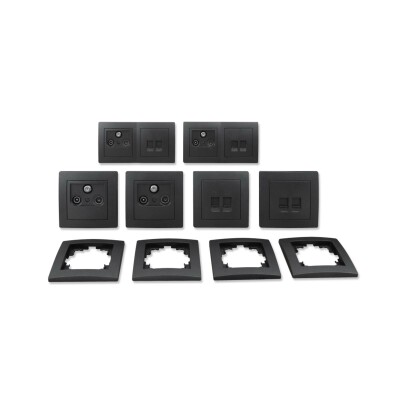 Schalter und Steckdosen Set McPower Flair Multimedia 18-teilig anthrazit