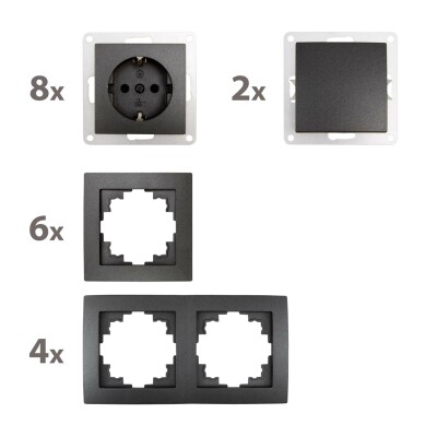 Schalter und Steckdosen Set McPower Flair Standard 20-teilig anthrazit