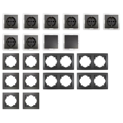 Schalter und Steckdosen Set McPower Flair Standard 20-teilig anthrazit