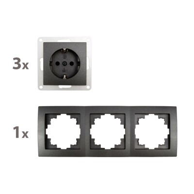 Steckdosen Set McPower Flair Beginner 3S 4-teilig anthrazit