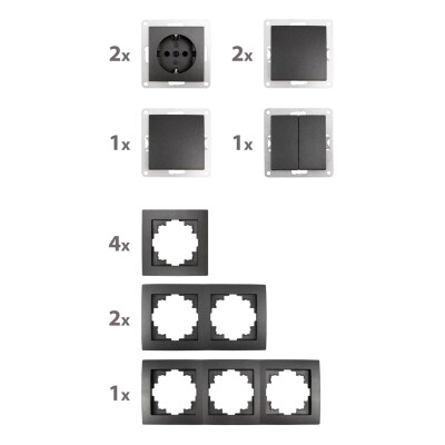 Schalter und Steckdosen Set McPower Flair Flur 13-teilig anthrazit
