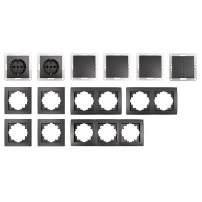 Schalter und Steckdosen Set McPower Flair Flur 13-teilig anthrazit