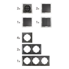 Schalter und Steckdosen Set McPower Flair Flur 13-teilig...