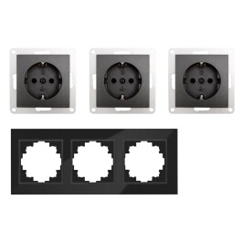 Steckdosen Set McPower Flair Beginner 3S-Style Profi anthrazit Glasrahmen Steckanschluss