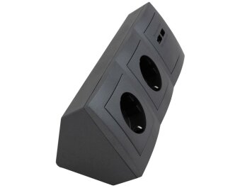 Steckdosenblock McPower Flair anthrazit 2-fach Schutzkontakt + 2x USB
