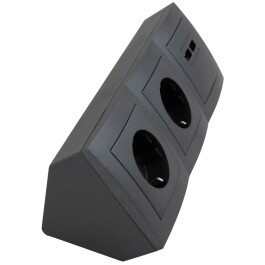 Steckdosenblock McPower Flair anthrazit 2-fach Schutzkontakt + 2x USB
