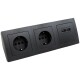 Steckdosenblock McPower Flair anthrazit 2-fach Schutzkontakt + 2x USB