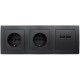 Steckdosenblock McPower Flair anthrazit 2-fach Schutzkontakt + 2x USB