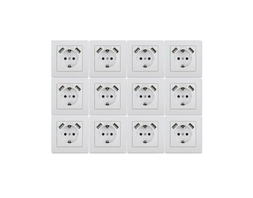 Schutzkontakt-Steckdose mit 2x USB McPower Flair 250V~/16A 5V/2,1A 12er-Pack