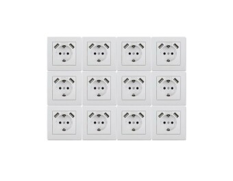 Schutzkontakt-Steckdose mit 2x USB McPower Flair 250V~/16A 5V/2,1A 12er-Pack