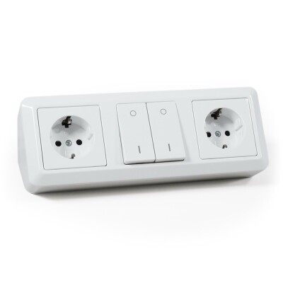 Steckdosenblock McPower Cup Aufbau weiß 2x Schutzkontakt + Schalter