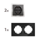 Steckdosen Set McPower Flair Beginner 2S-Style Profi anthrazit + Glasrahmen