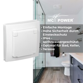 Schutzkontakt-Steckdose McPower Flair 250V~/16A UP IP44 weiß