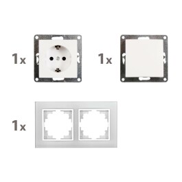 Schalter und Steckdosen Set McPower Flair Tür 2-fach-Style Profi Glasrahmen