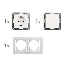 Schalter und Steckdosen Set McPower Flair Tür 2-fach-Style Profi Glasrahmen