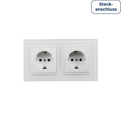 Steckdosen Set McPower Flair Beginner 2S-Style Profi weiß + Glasrahmen Steckanschluss