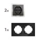 Steckdosen Set McPower Flair Beginner 2S-Style anthrazit + Glasrahmen