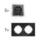 Steckdosen Set McPower Flair Beginner 2S-Style anthrazit + Glasrahmen