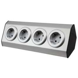 Steckdosenblock McPower Premium Aufbau Edelstahl 4-fach Schutzkontakt