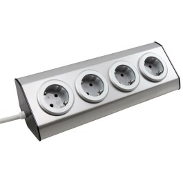 Steckdosenblock McPower Premium Aufbau Edelstahl 4-fach...