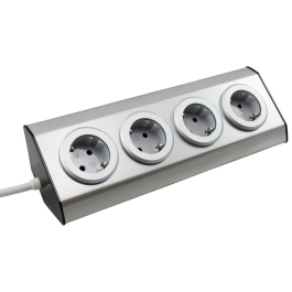 Steckdosenblock McPower Premium Aufbau Edelstahl 4-fach Schutzkontakt