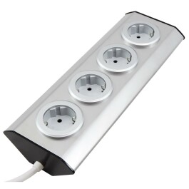 Steckdosenblock McPower Premium Aufbau Edelstahl 4-fach Schutzkontakt