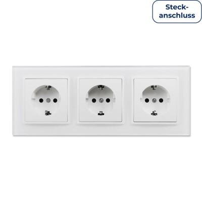 Steckdosen Set McPower Flair Beginner 3S-Style Profi weiß + Glasrahmen Steckanschluss