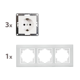 Steckdosen Set McPower Flair Beginner 3S-Style Profi weiß + Glasrahmen