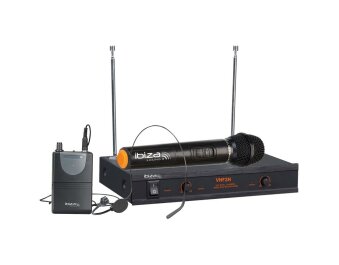 VHF-Funkmikrofon-Set IBIZA VHF2H 2-Kanäle bis zu 60m...
