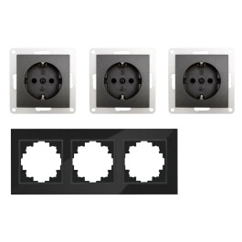 Steckdosen Set McPower Flair Beginner 3S-Style anthrazit + Glasrahmen