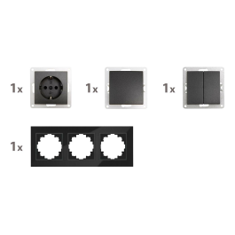 Schalter und Steckdosen Set McPower Flair Tür 3-fach-Style Glasrahmen
