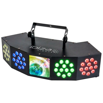 LED-Lichteffekt IBIZA COMBI-FX4 DMX gesteuert 3in1 Wash-Moon-Strobe