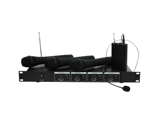 VHF-Funkmikrofon-Set IBIZA VHF4H 4-Kanäle bis zu 60m Reichweite
