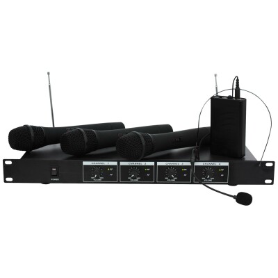 VHF-Funkmikrofon-Set IBIZA VHF4H 4-Kanäle bis zu 60m Reichweite