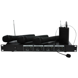 VHF-Funkmikrofon-Set IBIZA VHF4H 4-Kanäle bis zu 60m Reichweite